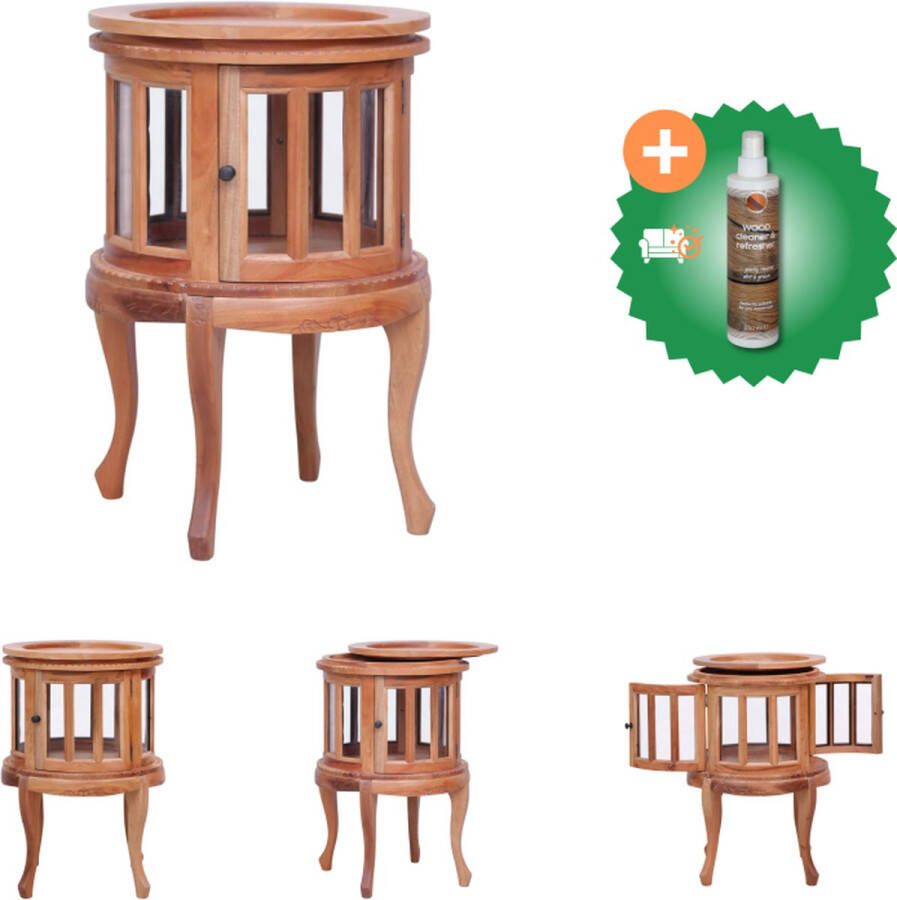VidaXL Vitrinekast 50x50x76 cm massief mahoniehout natuurlijk Tafel Inclusief Houtreiniger en verfrisser