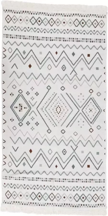 VidaXL -Vloerkleed-100x200-cm-katoen-beige-en-blauw - Foto 2
