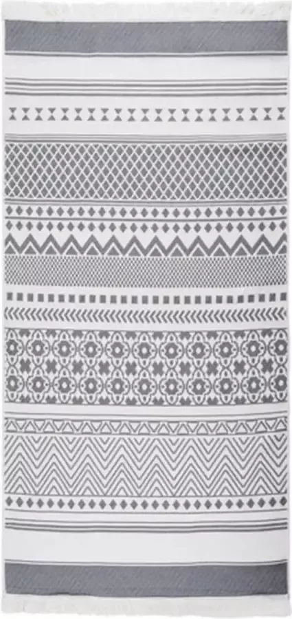 VidaXL -Vloerkleed-100x200-cm-katoen-grijs-en-wit - Foto 3