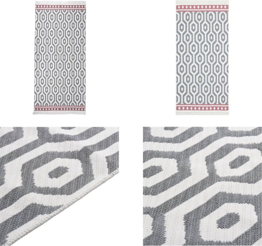 VidaXL Vloerkleed 100x200 cm katoen grijs Vloerkleed Vloerkleden Kleed Tapijt