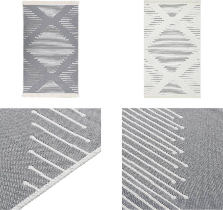 VidaXL Vloerkleed 120x180 cm katoen donkergrijs Vloerkleed Vloerkleden Kleed Tapijt