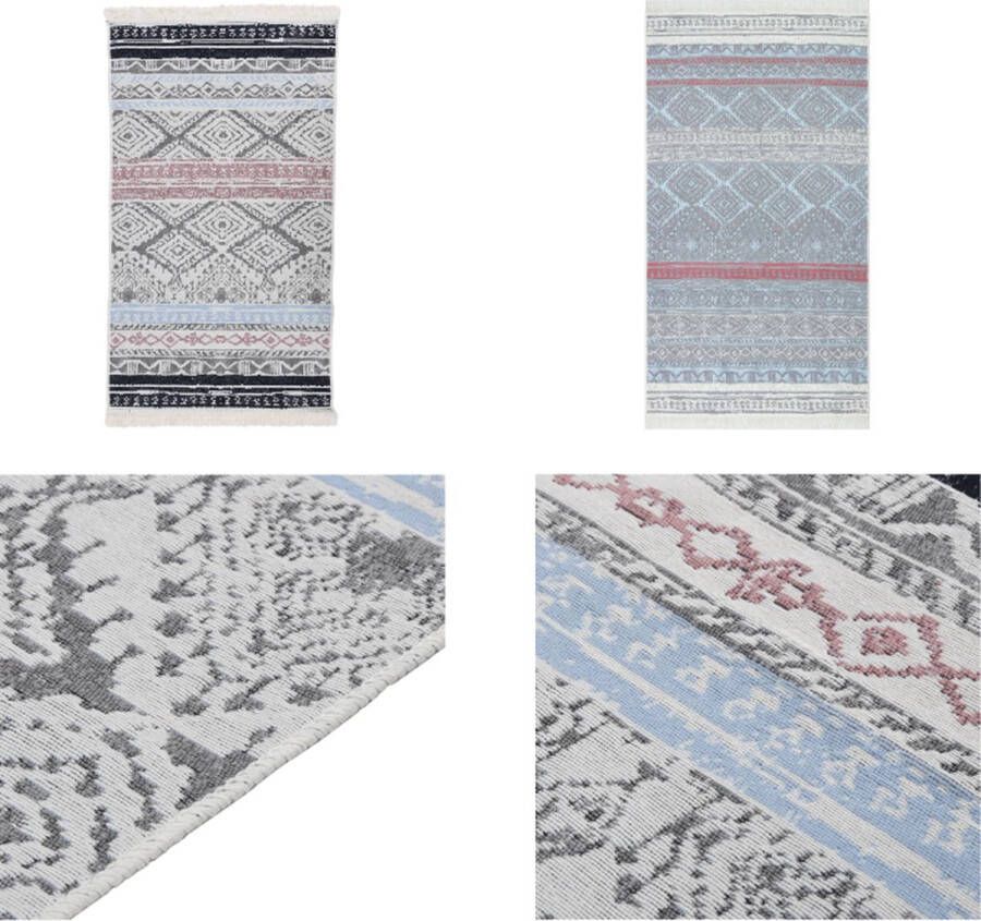 VidaXL Vloerkleed 120x180 cm katoen roze en aqua Vloerkleed Vloerkleden Kleed Tapijt