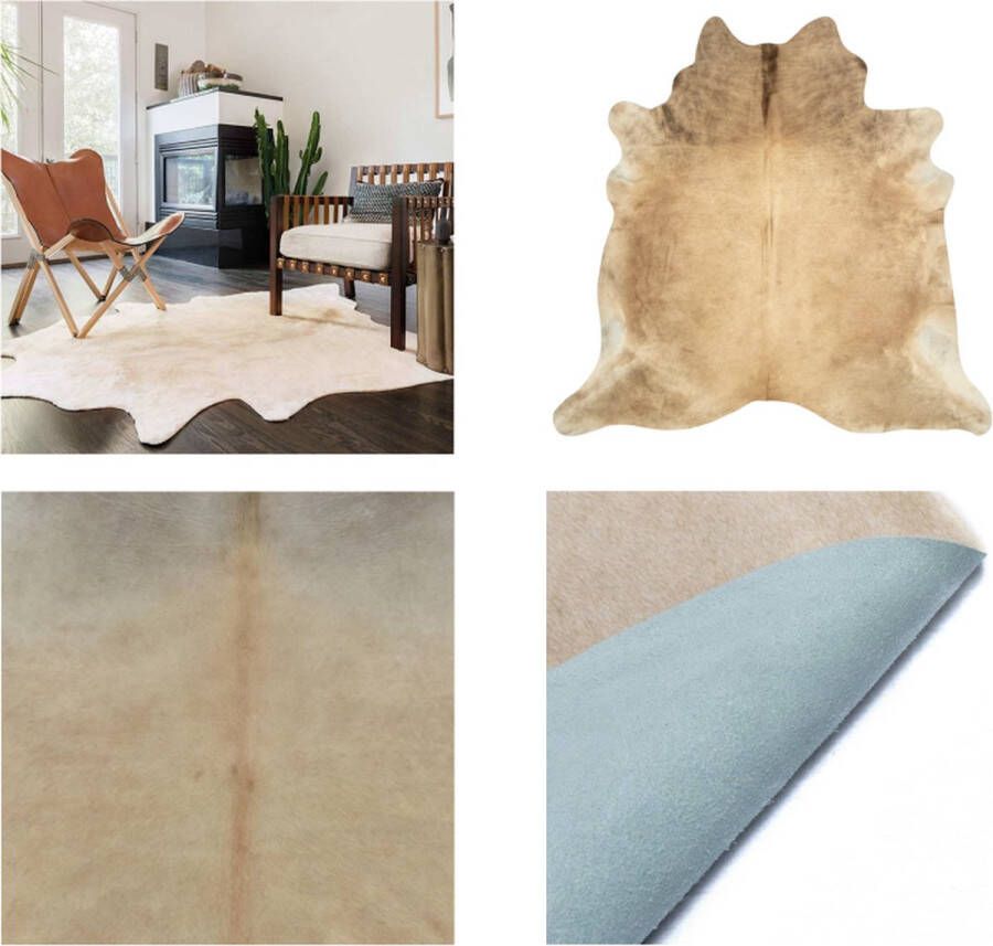 VidaXL Vloerkleed 150x170 cm echte runderhuid beige Vloerkleed Vloerkleden Karpet Karpetten
