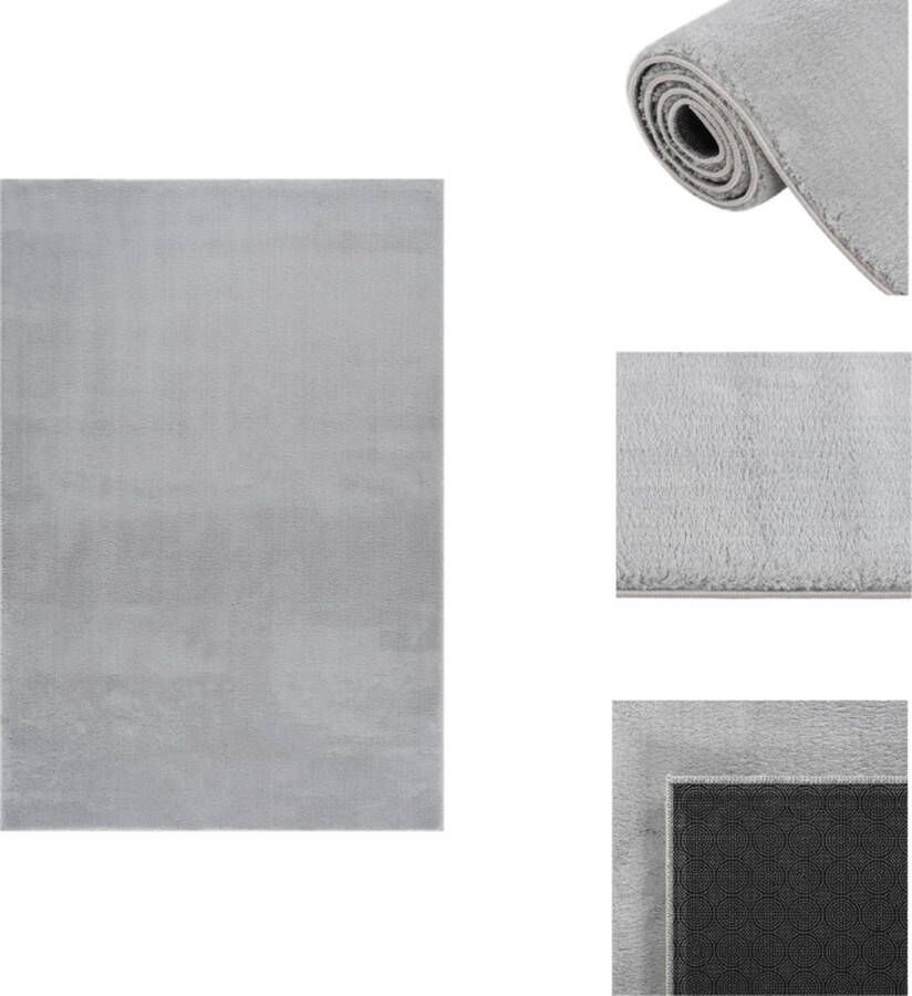 VidaXL Vloerkleed 160 x 230 cm Grijs Polyester Anti-slip Wasbaar Vloerkleed