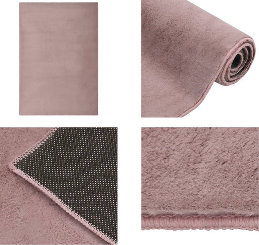 VidaXL Vloerkleed 180x270 cm kunstkonijnenbont oudroze Tapijt Tapijten Kleed Kleden