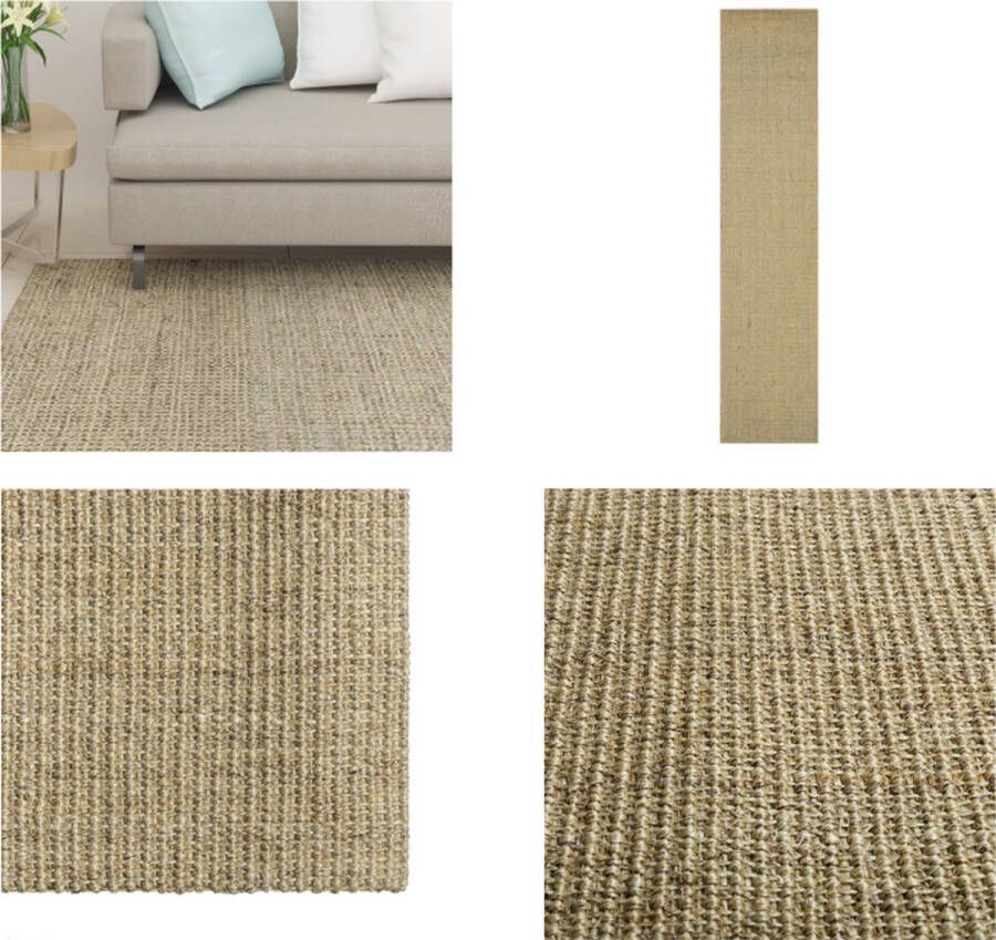 VidaXL Vloerkleed 66x300 cm natuurlijk sisal groen Vloerkleed Vloerkleden Kleed Tapijt