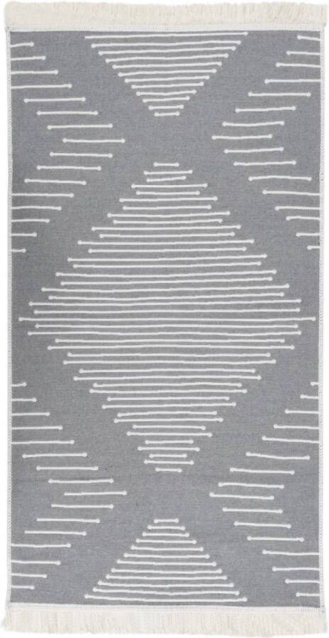 VidaXL -Vloerkleed-80x150-cm-katoen-donkergrijs