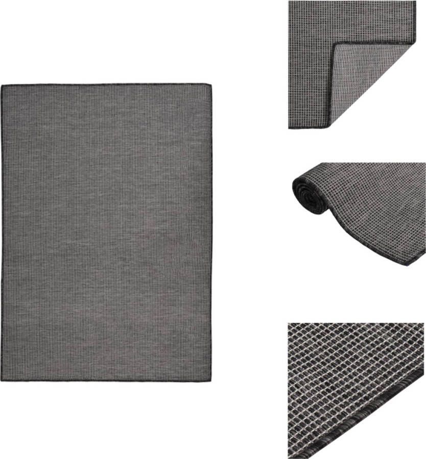 VidaXL Buitenkleed Buitenkleden Tuinkleed Platgeweven Buitenkleed platgeweven 140x200 cm grijs - Foto 2