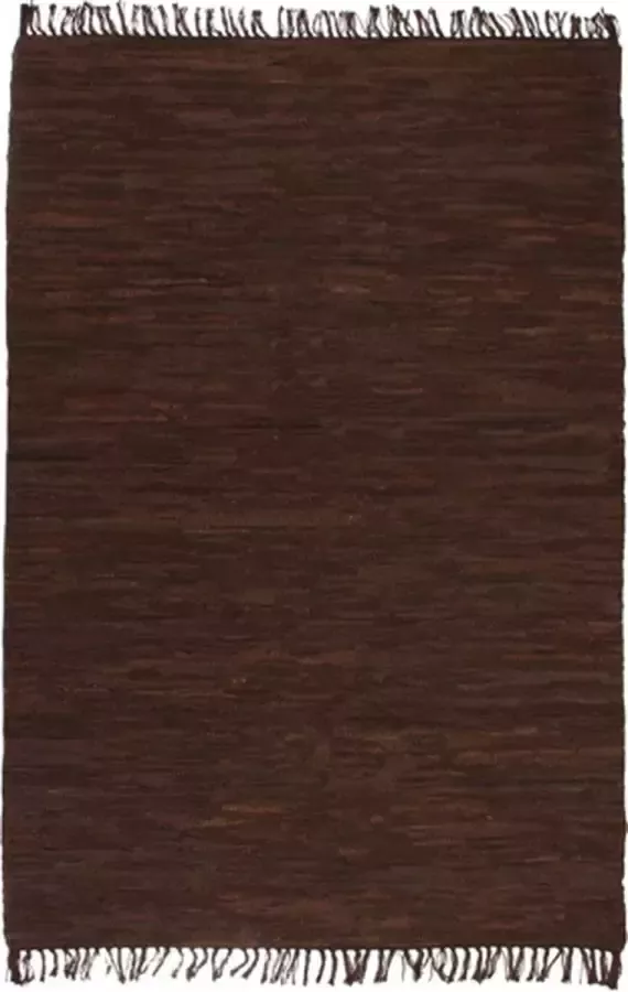 VidaXL Vloerkleed Chindi handgeweven 120x170 cm leer bruin