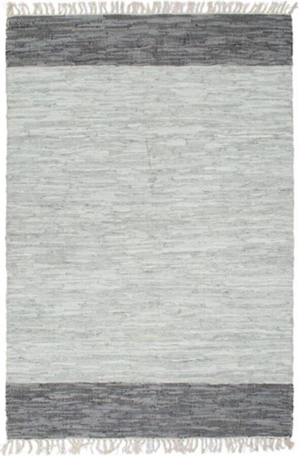 VidaXL -Vloerkleed-chindi-handgeweven-120x170-cm-leer-grijs