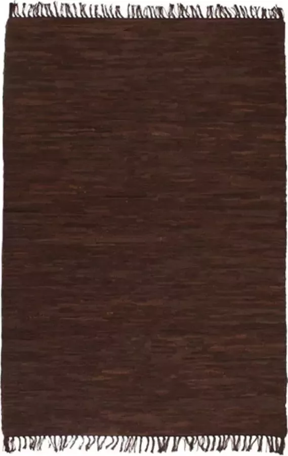 VidaXL Vloerkleed Chindi handgeweven 160x230 cm leer bruin
