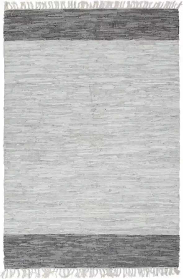 VidaXL Vloerkleed chindi handgeweven 80x160 cm leer grijs