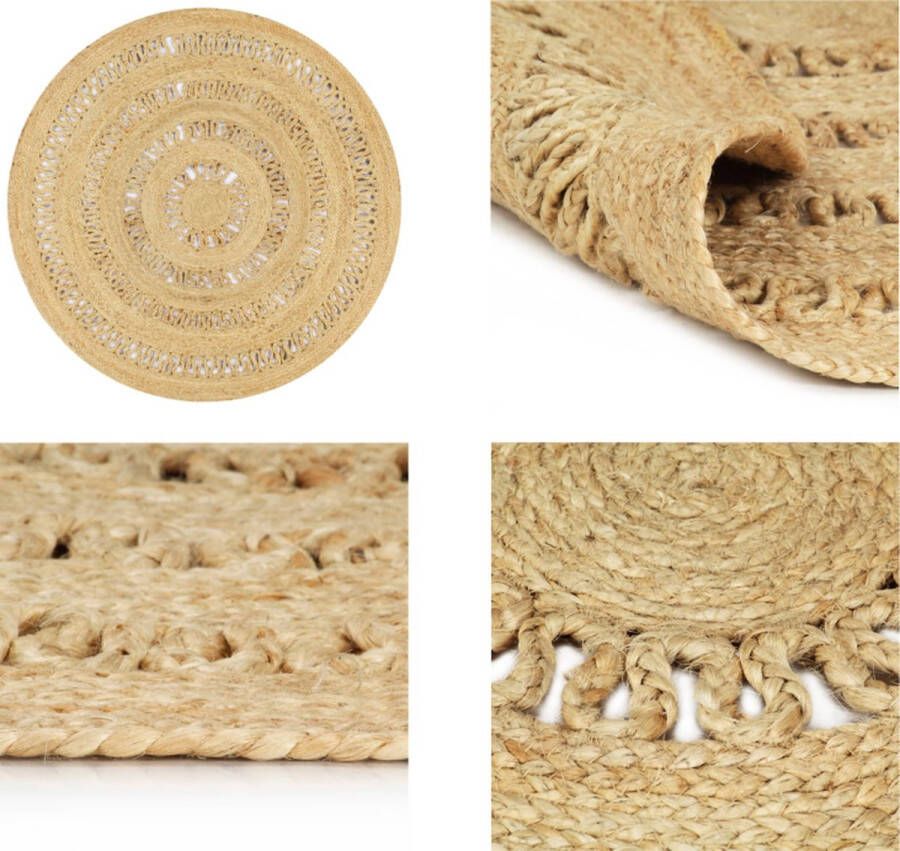 VidaXL Vloerkleed handgemaakt 120 cm gevlochten jute Tapijt Tapijten Kleed Kleden - Foto 3