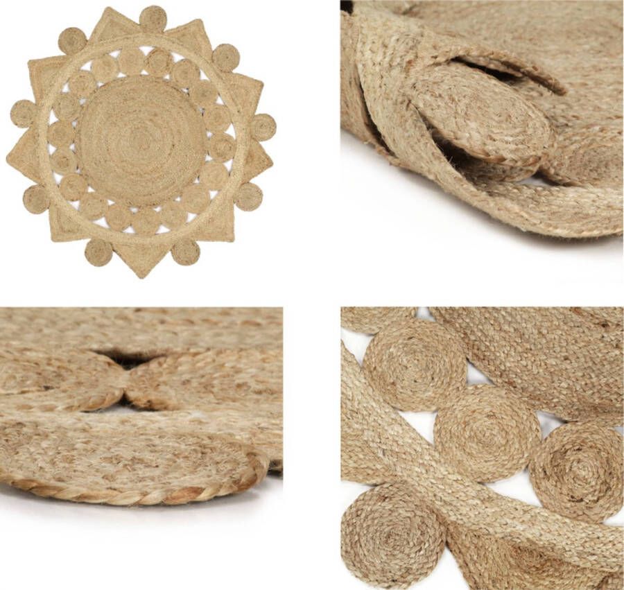 VidaXL Vloerkleed handgemaakt 120 cm gevlochten jute Tapijt Tapijten Kleed Kleden