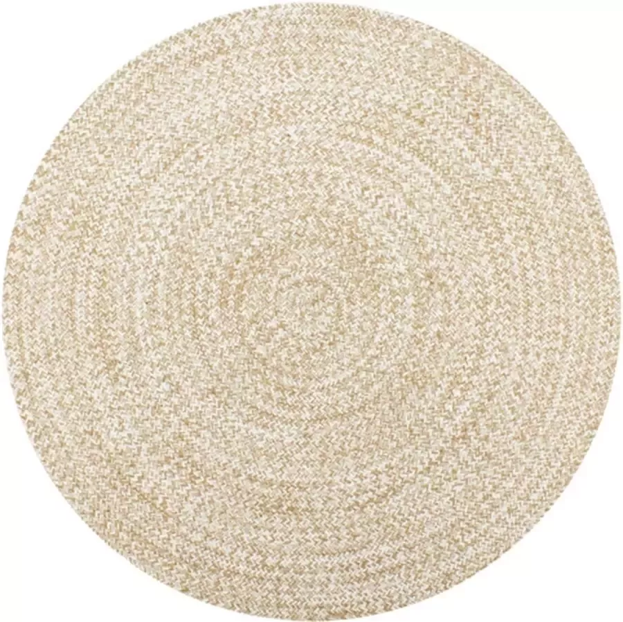 VidaXL -Vloerkleed-handgemaakt-150-cm-jute-wit-en-naturel - Foto 2