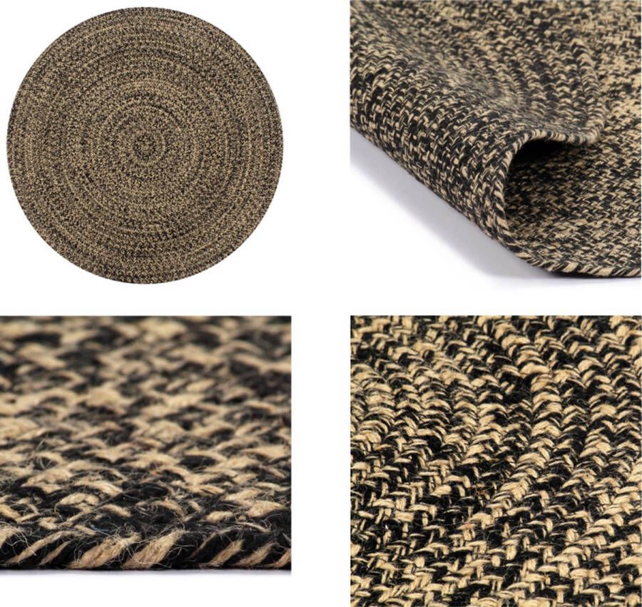 VidaXL Vloerkleed handgemaakt 150 cm jute zwart en naturel Tapijt Tapijten Kleed Kleden