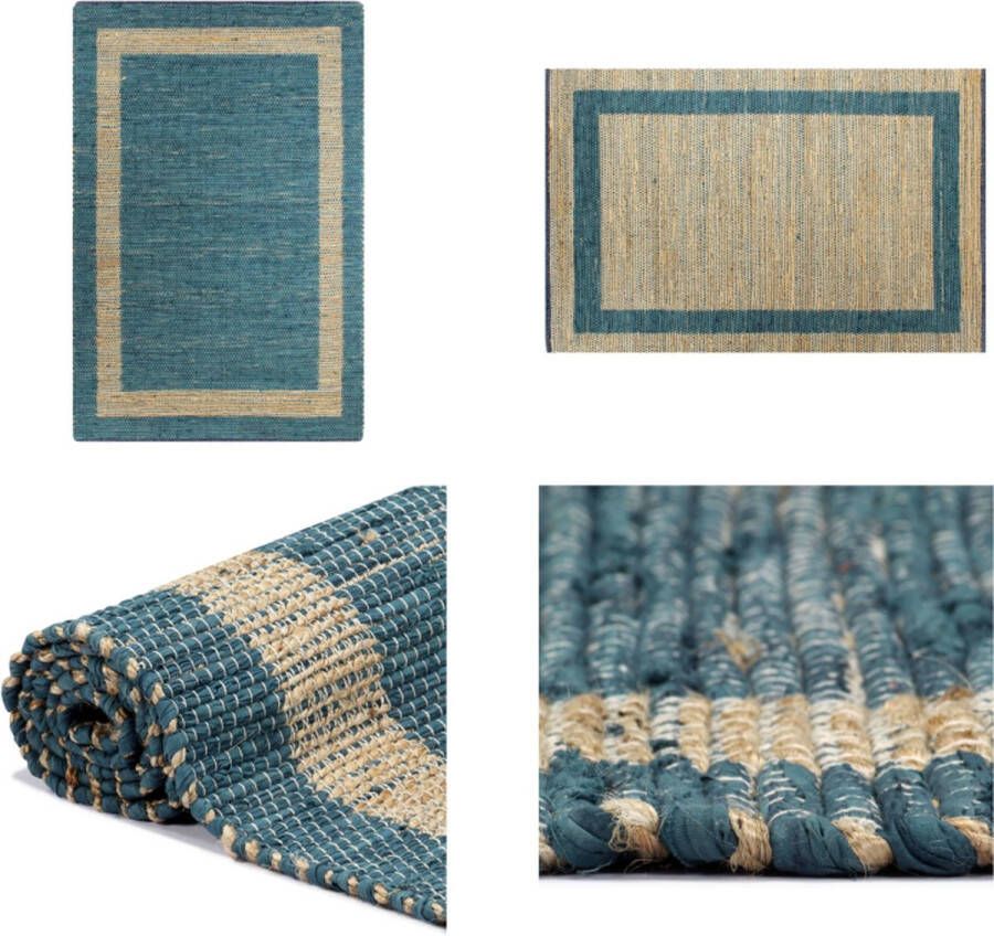 VidaXL Vloerkleed handgemaakt 80x160 cm jute blauw Tapijt Tapijten Kleed Kleden