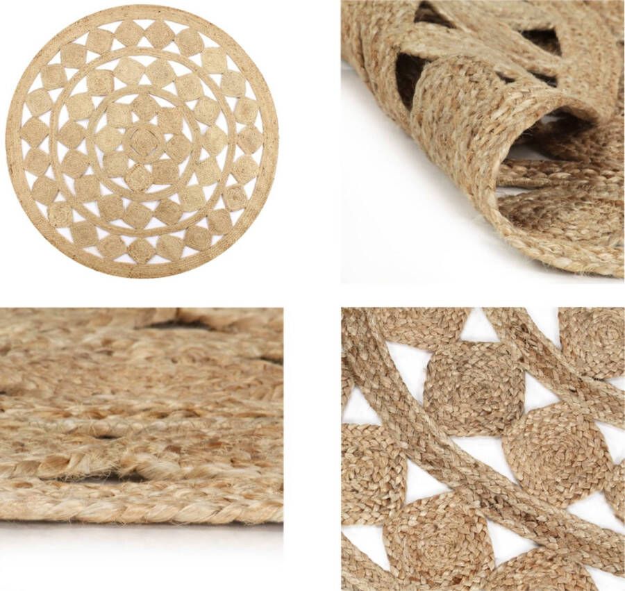 VidaXL Vloerkleed handgemaakt 90 cm gevlochten jute Tapijt Tapijten Kleed Kleden