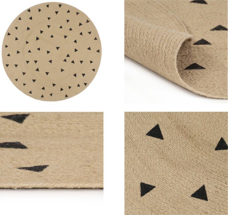 VidaXL Vloerkleed handgemaakt met driehoek print 150 cm jute Tapijt Tapijten Kleed Kleden