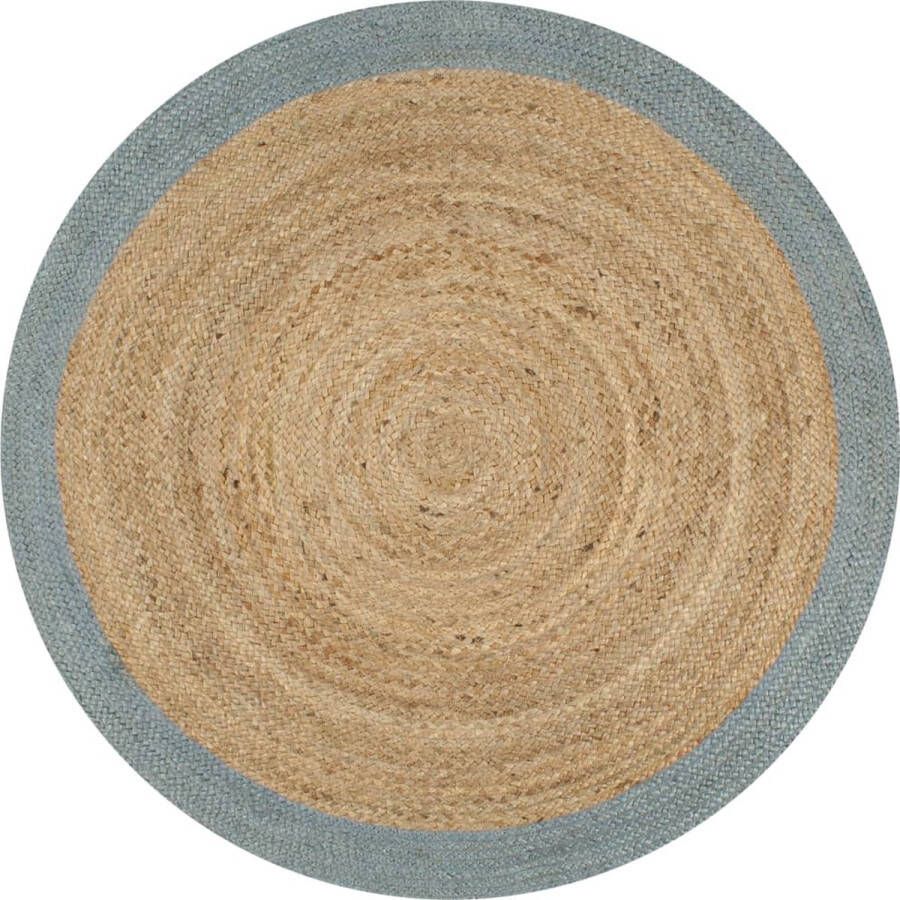 VidaXL -Vloerkleed-handgemaakt-met-olijfgroene-rand-120-cm-jute