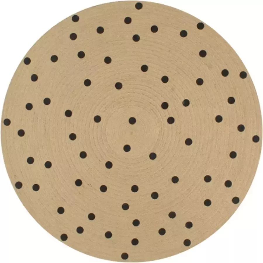 VidaXL -Vloerkleed-handgemaakt-met-print-polkadot-120-cm-jute