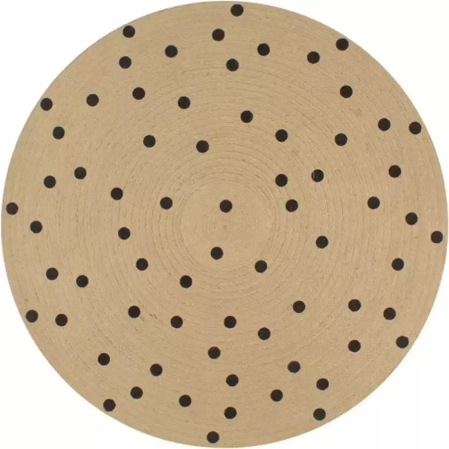 VidaXL -Vloerkleed-handgemaakt-met-print-polkadot-150-cm-jute