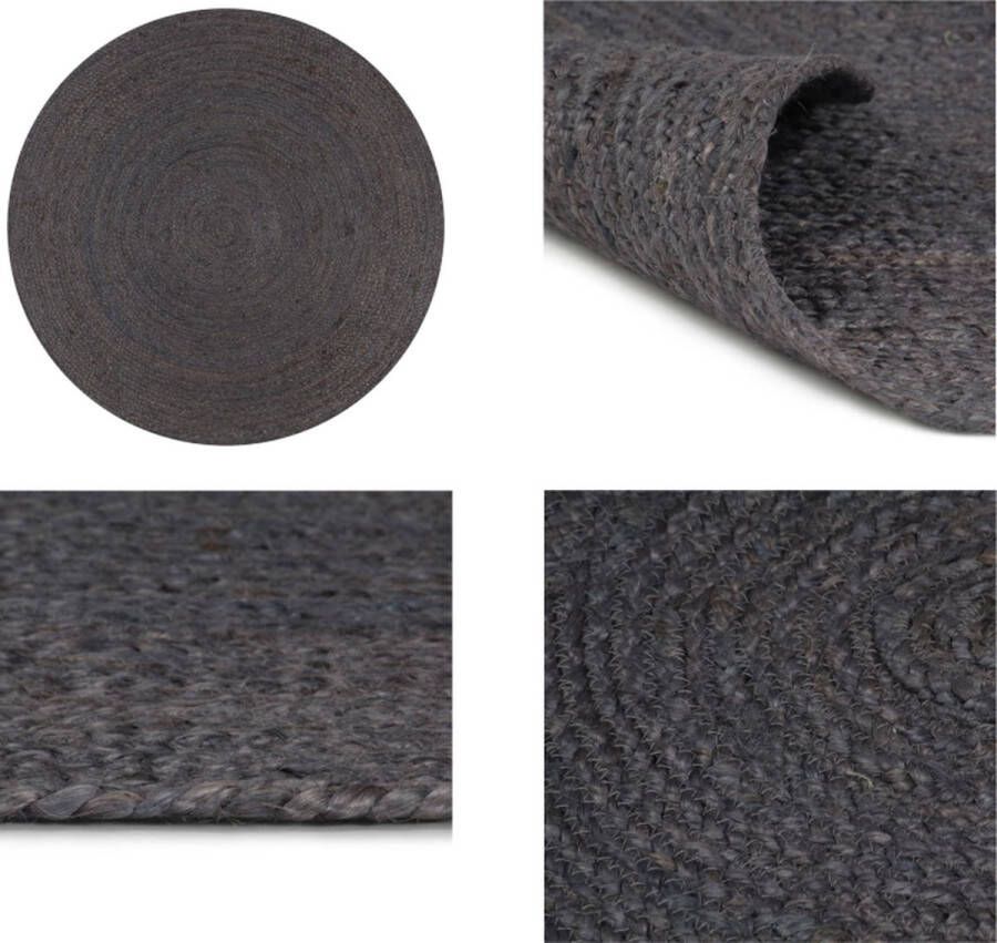VidaXL Vloerkleed handgemaakt rond 120 cm jute donkergrijs Tapijt Tapijten Kleed Kleden