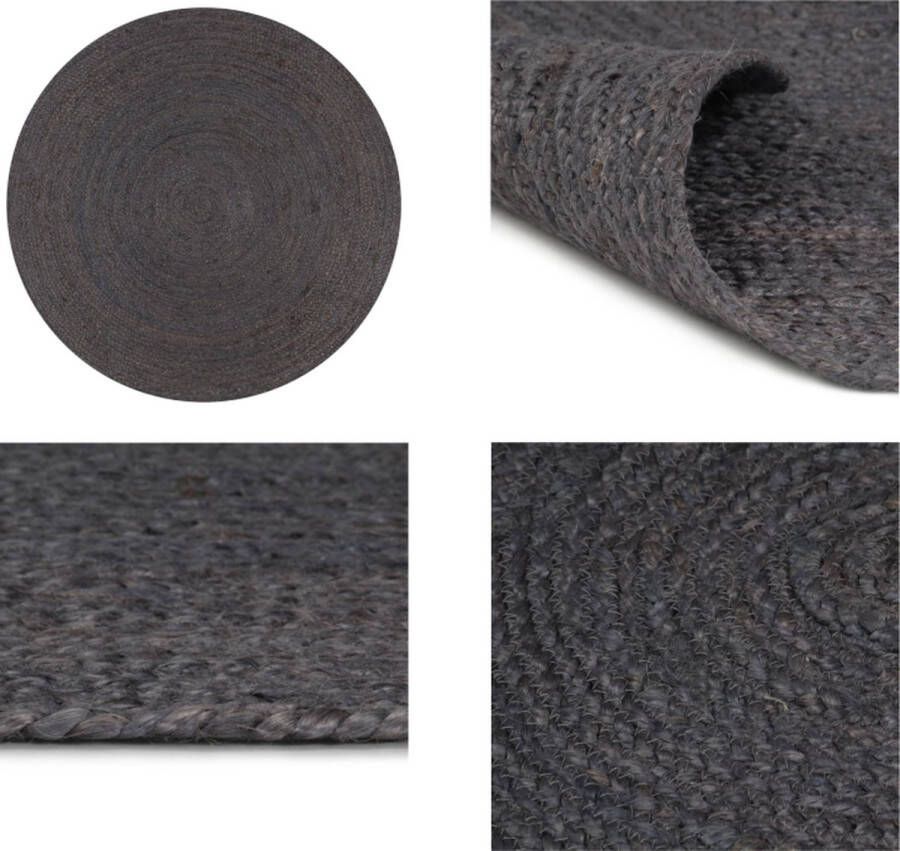 VidaXL Vloerkleed handgemaakt rond 150 cm jute donkergrijs Tapijt Tapijten Kleed Kleden