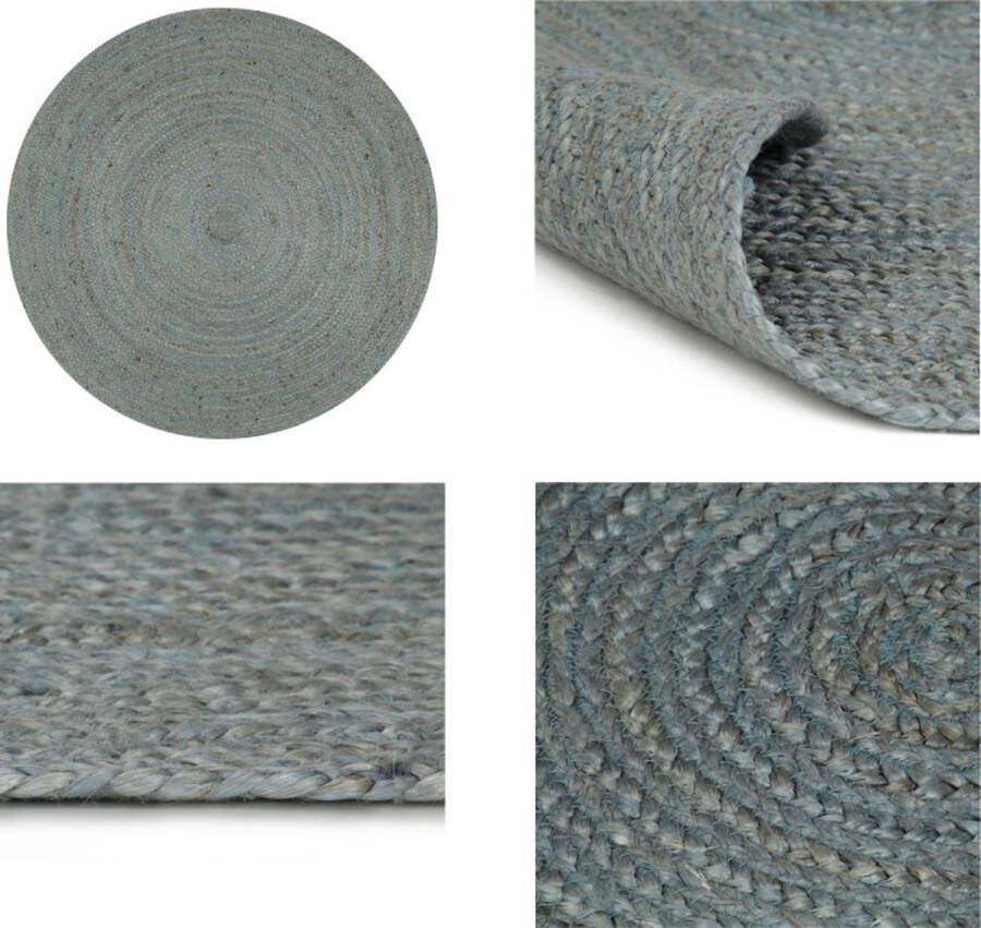 VidaXL Vloerkleed handgemaakt rond 150 cm jute olijfgroen Tapijt Tapijten Kleed Kleden