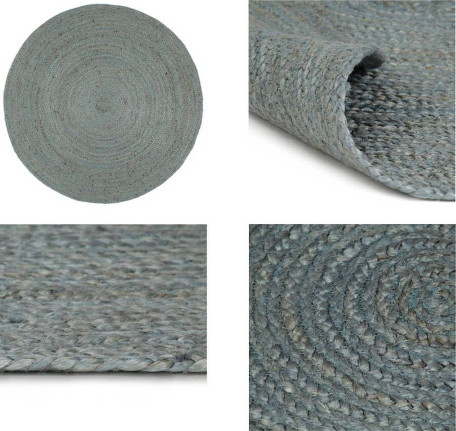 VidaXL Vloerkleed handgemaakt rond 150 cm jute olijfgroen Vloerkleed Vloerkleden Mat Vloermat