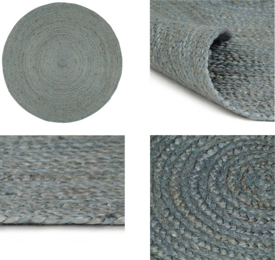 VidaXL Vloerkleed handgemaakt rond 240 cm jute olijfgroen Vloerkleed Vloerkleden Mat Vloermat