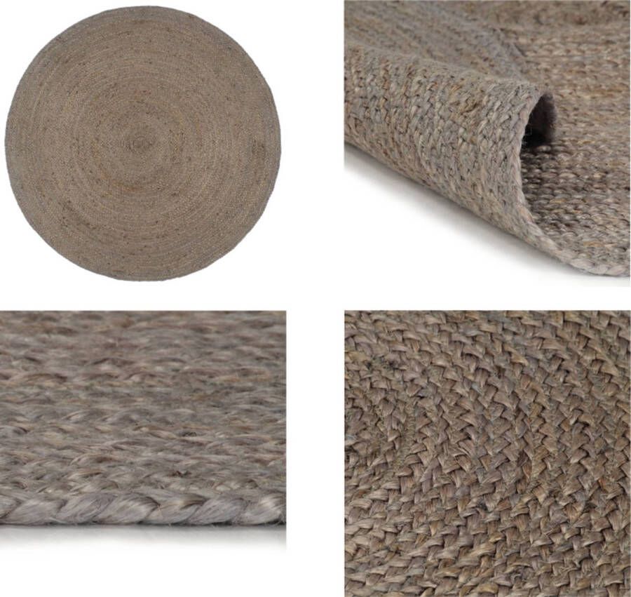 VidaXL Vloerkleed handgemaakt rond 180 cm jute grijs Vloerkleed Vloerkleden Mat Vloermat