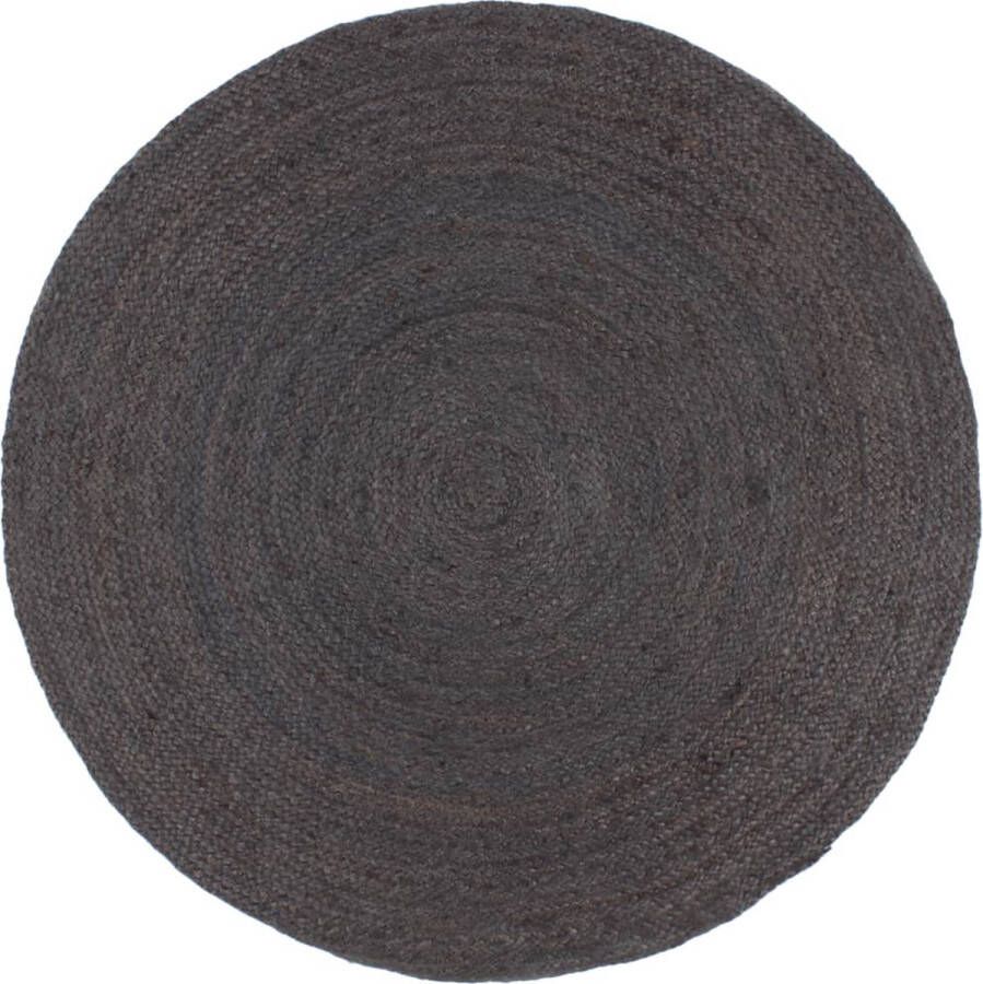 VidaXL -Vloerkleed-handgemaakt-rond-240-cm-jute-donkergrijs - Foto 2