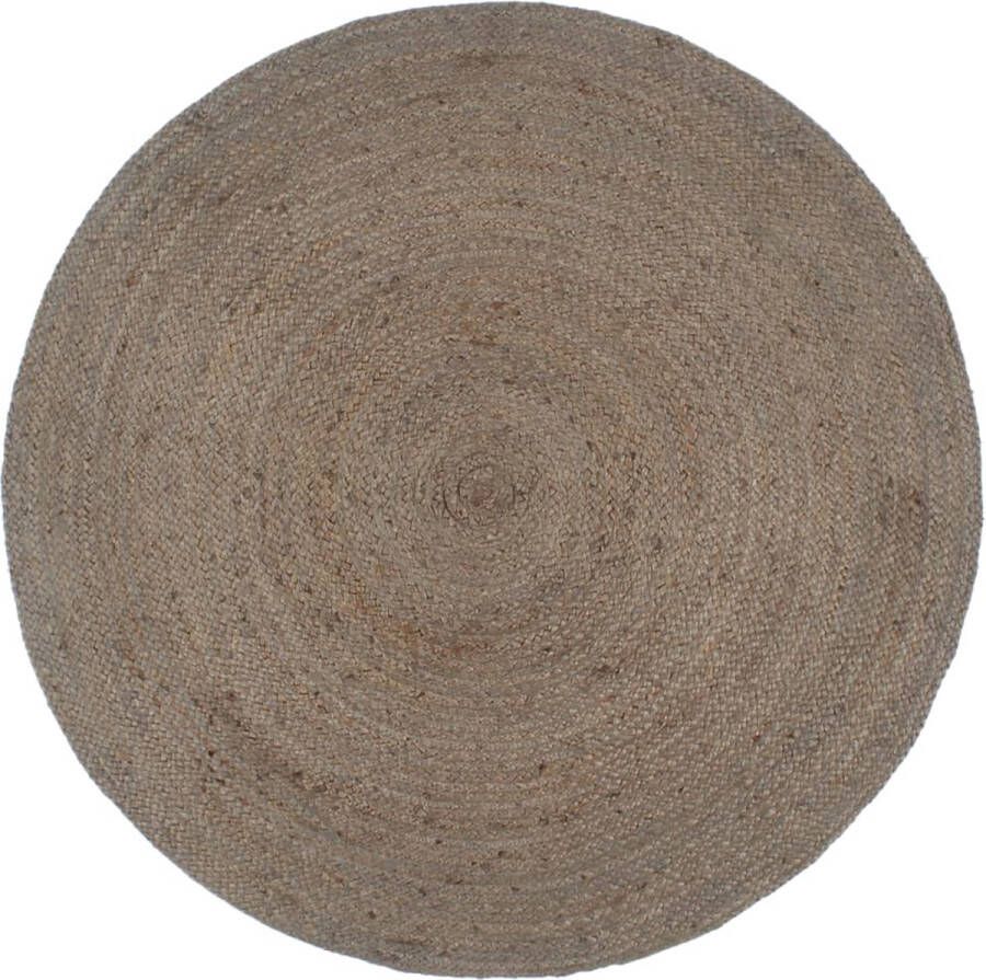 VidaXL -Vloerkleed-handgemaakt-rond-240-cm-jute-grijs - Foto 2