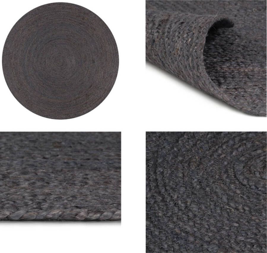 VidaXL Vloerkleed handgemaakt rond 90 cm jute donkergrijs Tapijt Tapijten Kleed Kleden