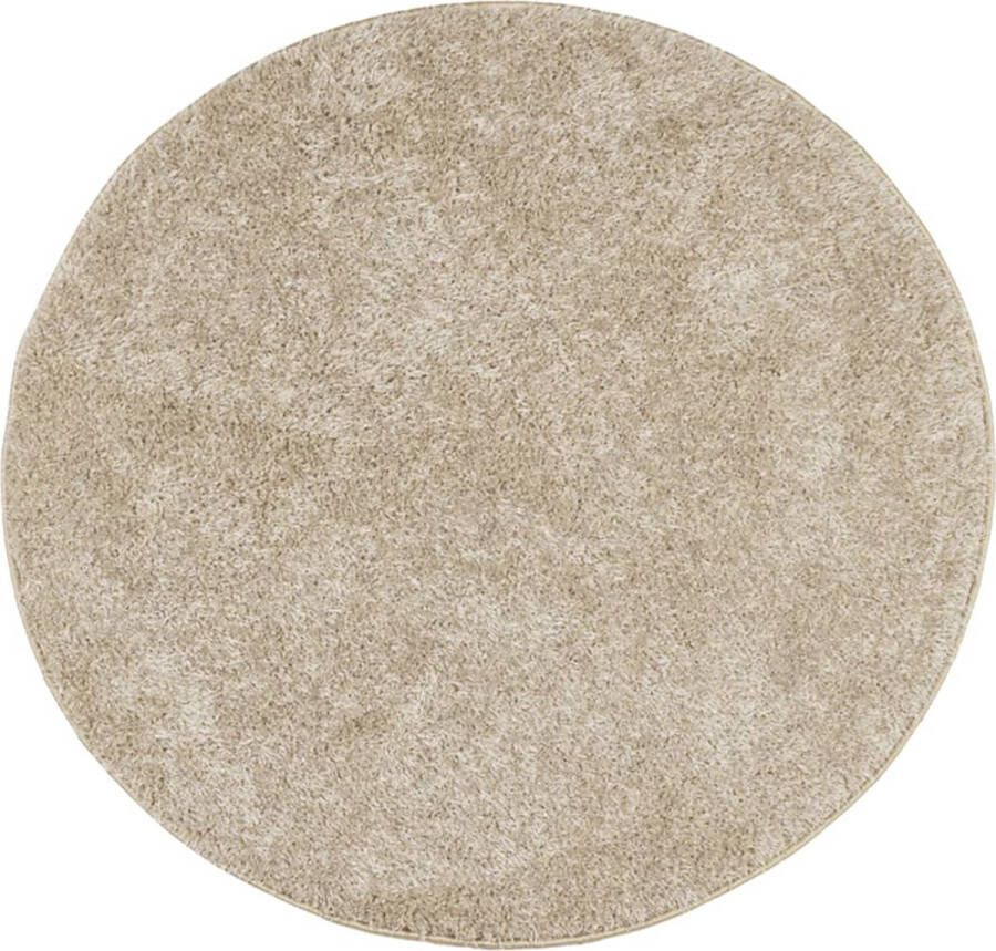 VidaXL -Vloerkleed-ISTAN-hoogpolig-glanzend-Ø-100-cm-beige
