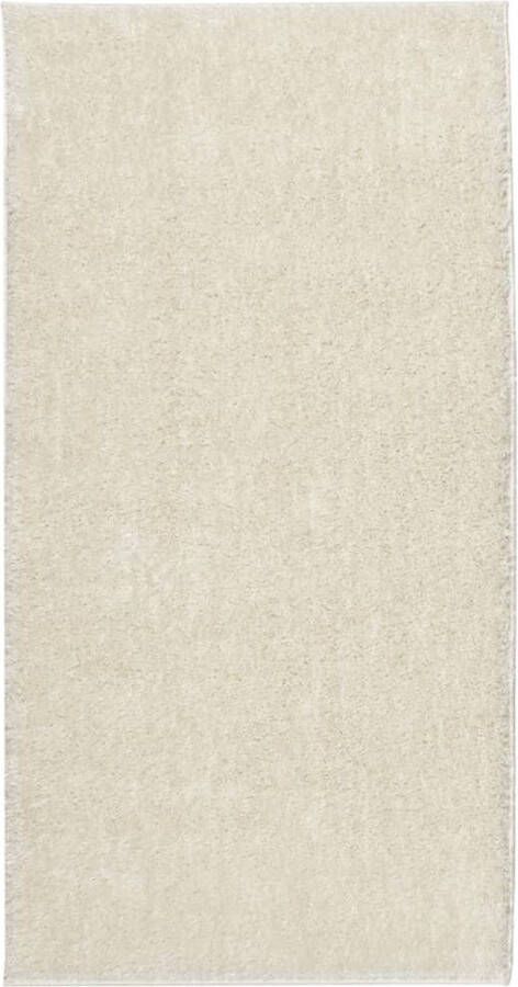 VidaXL Vloerkleed ISTAN hoogpolig glanzend 100x200 cm crÃ¨mekleurig