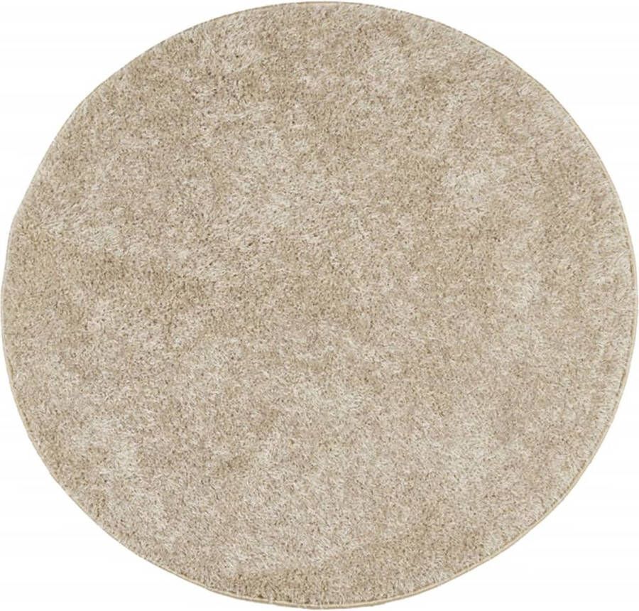 VidaXL -Vloerkleed-ISTAN-hoogpolig-glanzend-Ø-160-cm-beige