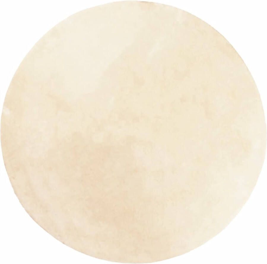 The Living Store Vloerkleed HUARTE laagpolig zacht wasbaar Ø 100 cm crème Vloerkleed Crème Kleurtje Zacht Tapijt Polyester Vloerkleed Ronde Vloerkleed - Foto 2