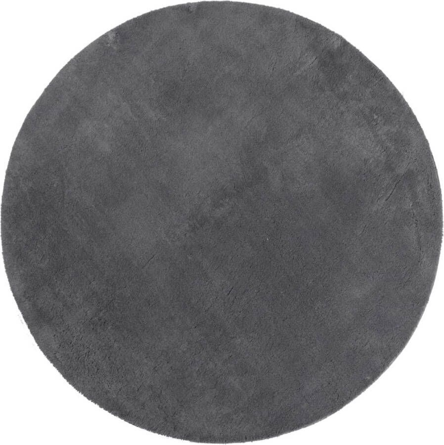 The Living Store HUARTE Vloerkleed 120 cm Antraciet Superzachte korte pool anti-slip machinewasbaar Geschikt voor vloerverwarming Vloerkleed Huarte Antraciet Rond Zacht - Foto 2