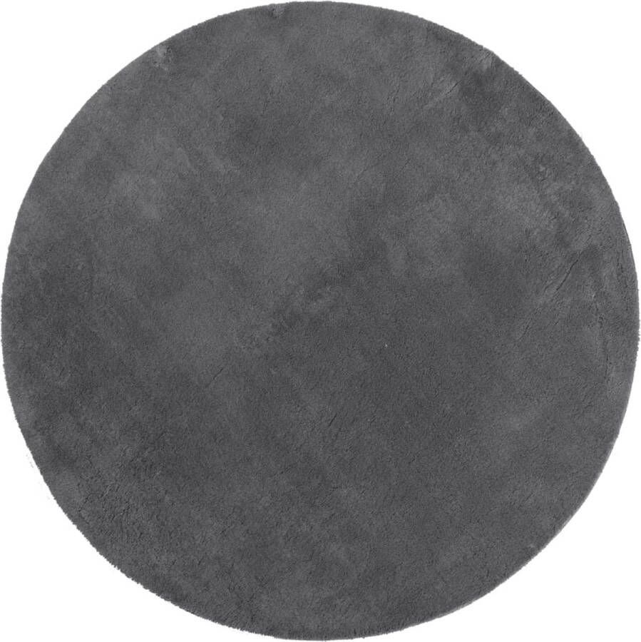 The Living Store Vloerkleed HUARTE laagpolig zacht wasbaar Ø 200 cm antraciet Vloerkleed Huiskleed Zacht Vloerkleed Rond Vloerkleed Antraciet Vloerkleed - Foto 2