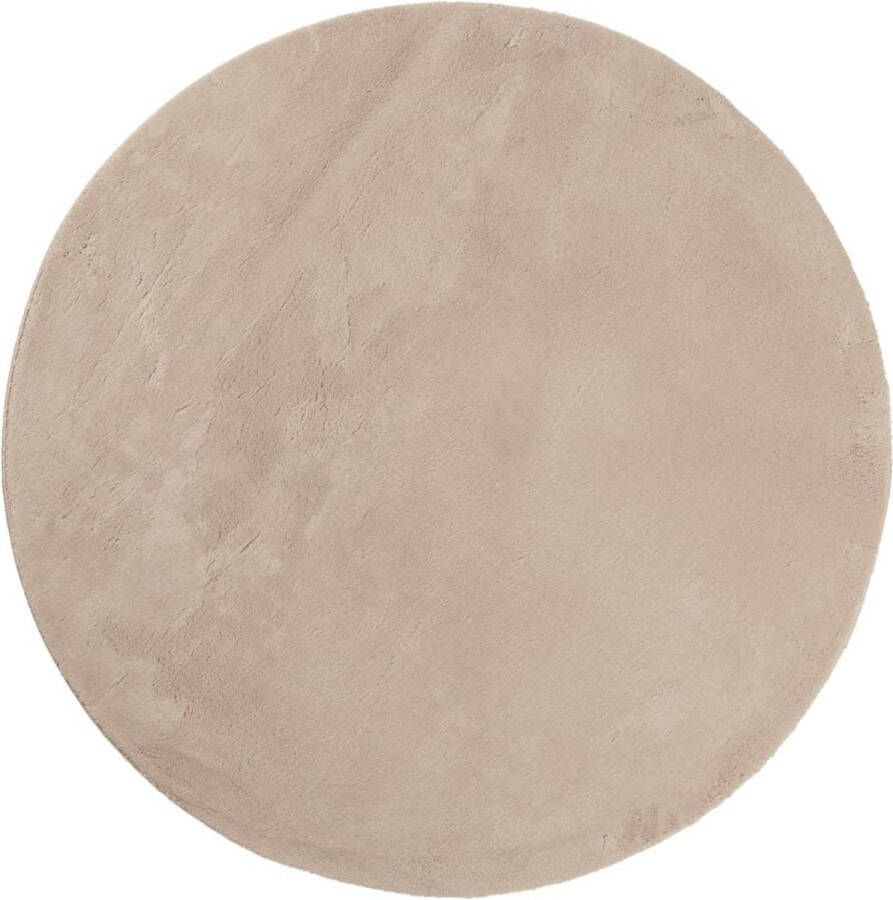 The Living Store Vloerkleed HUARTE laagpolig zacht wasbaar Ø 160 cm zandkleurig Vloerkleed Huiskamer Slaapkamer Beige Zacht - Foto 2