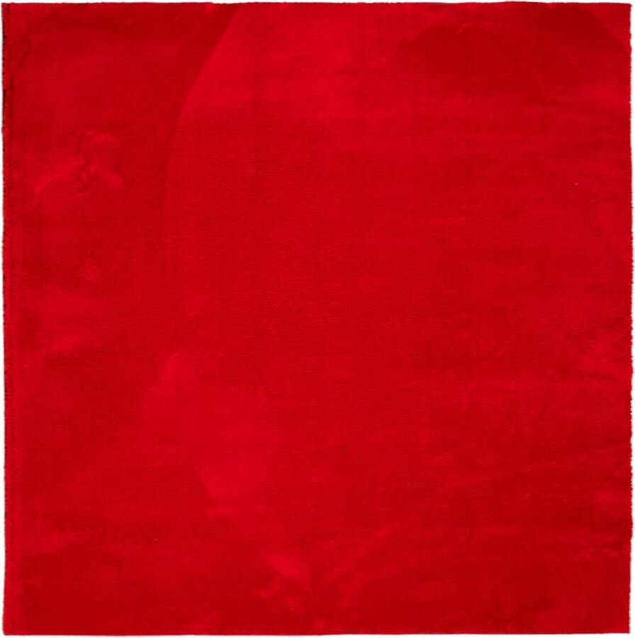 The Living Store Vloerkleed HUARTE laagpolig zacht wasbaar 160x160 cm rood Vloerkleed Tapijten Huiskamertapijt Slaapkamertapijt Rode Vloerkleed - Foto 2