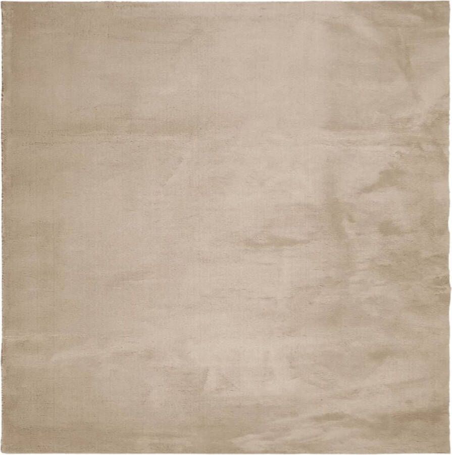 The Living Store Huarte Vloerkleed 160 x 160 cm Zandkleurig 100% polyester 18 mm polen Anti-slip Machine wasbaar Vloerkleed Huiskleed Sandaardekleur Zacht Vloerkleed Anti Slip Vloerkleed - Foto 2