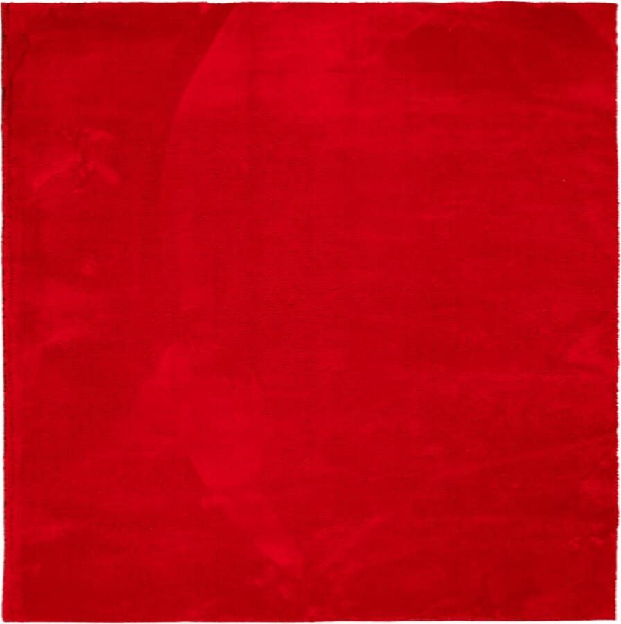 The Living Store HUARTE Vloerkleed 120 x 120 cm Rood Polyester 18 mm Poolhoogte Anti-slip Vloerkleed Rood Polyester Anti Slip Woonkamer - Foto 2