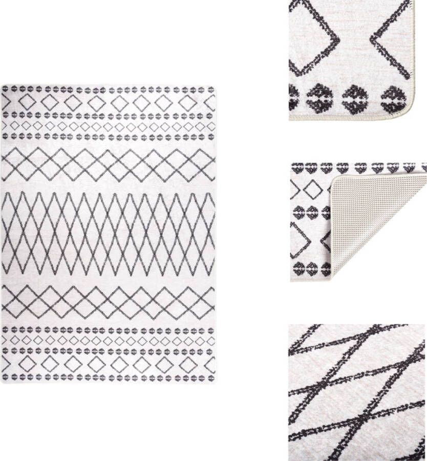 VidaXL Vloerkleed Vloerkleden Loper Vloerkleed Loper Vloerkleden Vloerkleed wasbaar anti-slip 120x180 cm zwart en wit - Foto 2