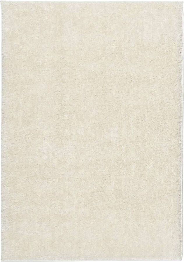 The Living Store Vloerkleed ISTAN hoogpolig glanzend 120x170 cm crèmekleurig Vloerkleed Kunstvacht Crème Kleur Anti Slip Wasbaar - Foto 2