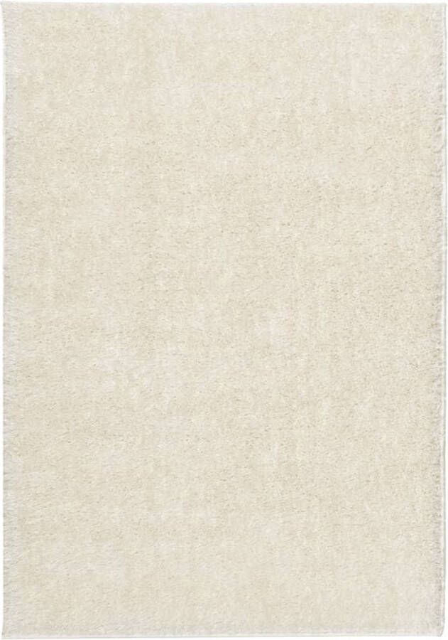 VidaXL Vloerkleed ISTAN hoogpolig glanzend 160x230 cm crÃ¨mekleurig