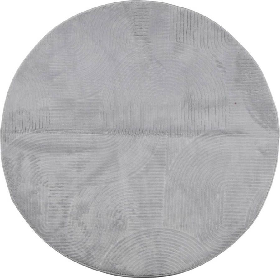 VidaXL -Vloerkleed-IZA-laagpolig-Scandinavisch-Ø-100-cm-grijs
