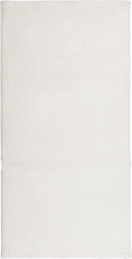 The Living Store Vloerkleed IZA laagpolig Scandinavisch 100x200 cm crèmekleurig Vloerkleed Crème Kleur Polyester 3d Effect Zacht Vloerkleed - Foto 2